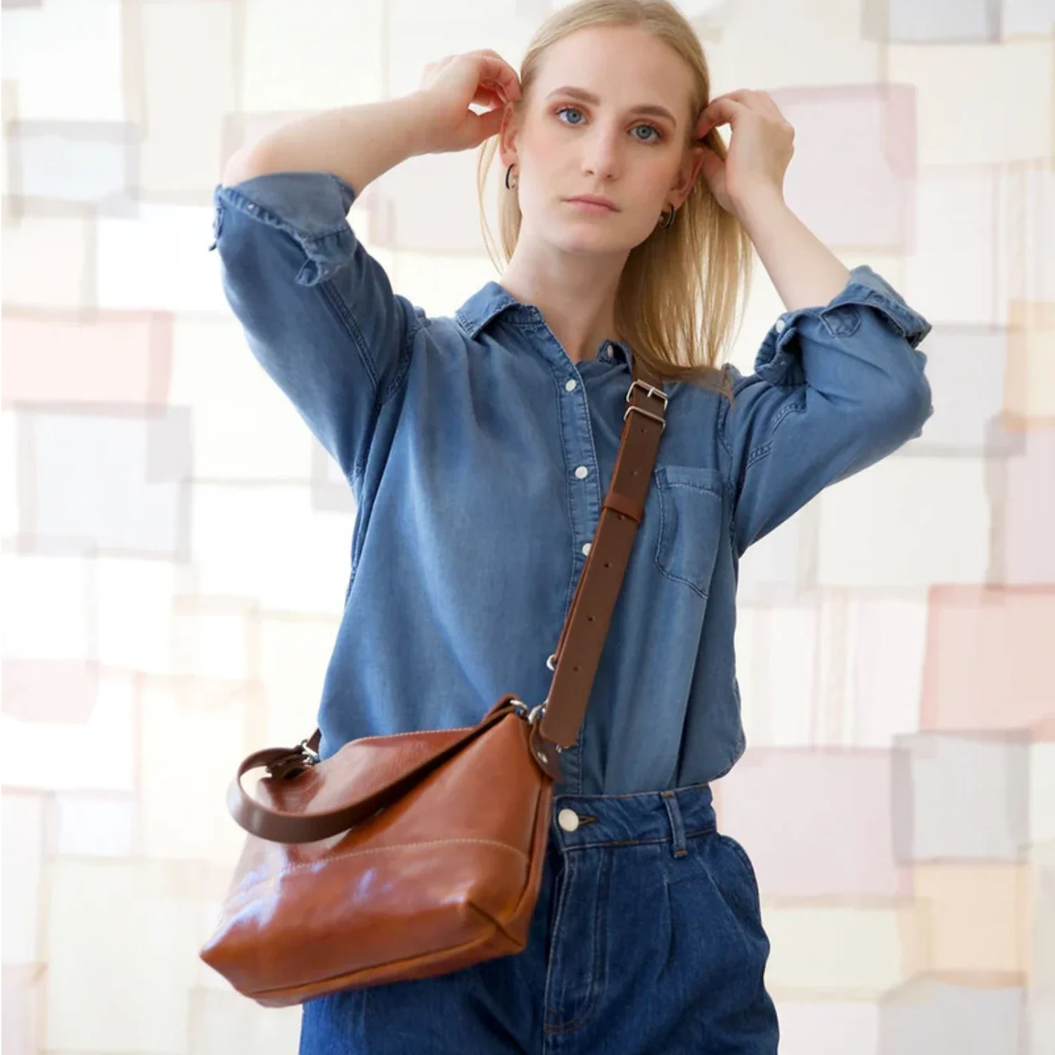 Leder Handtasche-Ingwerbraun-Stil für die Freizeit-Doveta.de Umhängetaschen-Kollektion