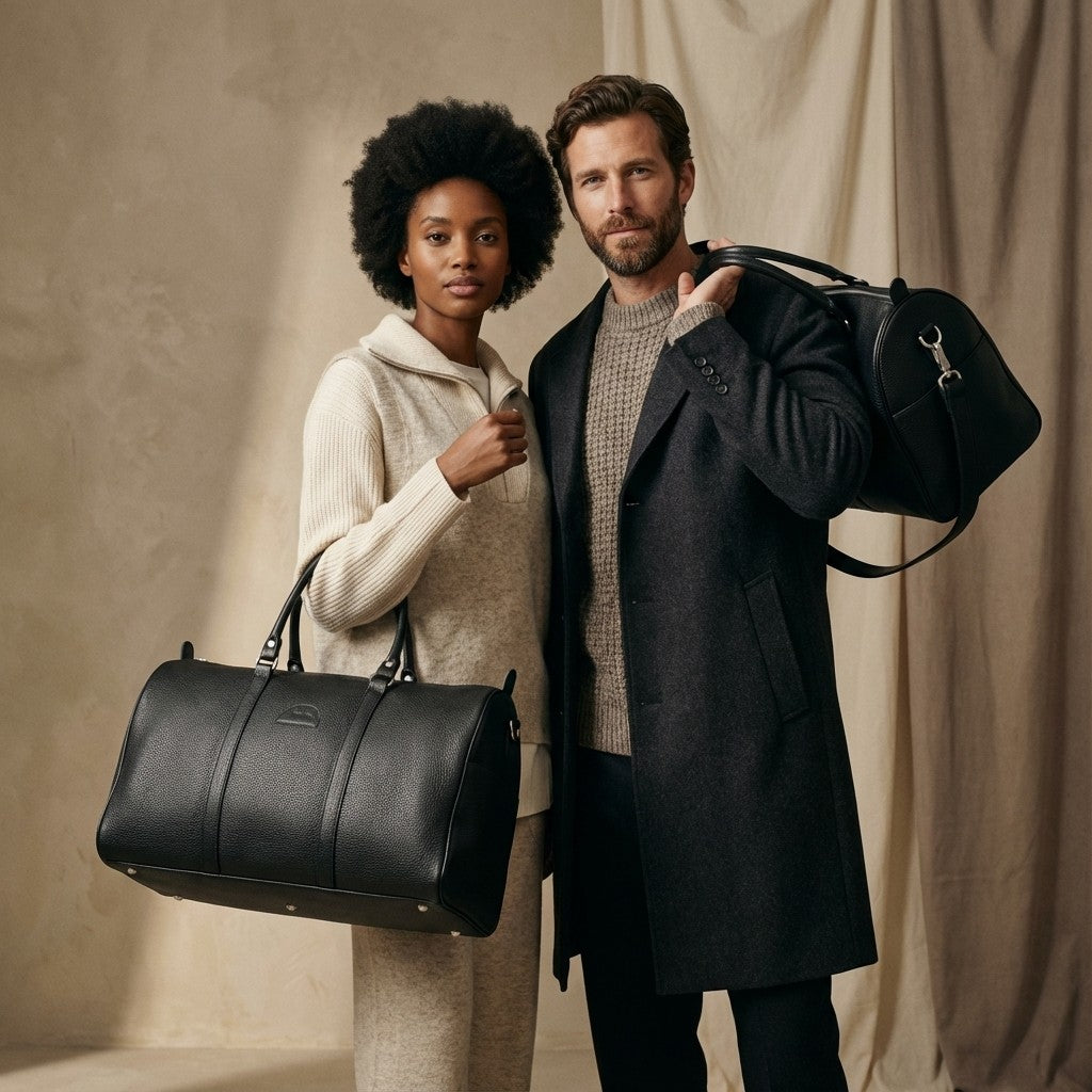 Leder-Reisetasche 20L – Schwarz